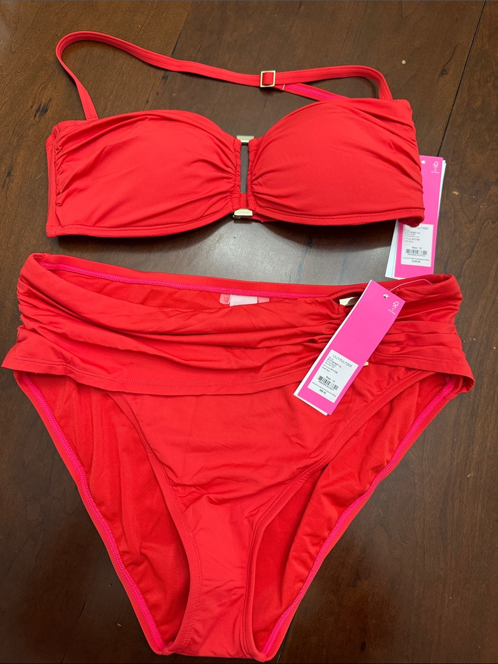 Lilly Pulitzer Red Ruched Bandeau Bikini Set
